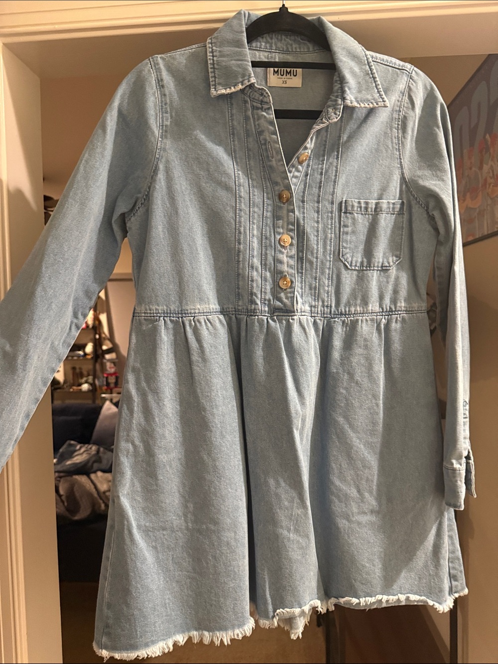 Show Me Your MuMu Light Blue Denim Shirt Dress